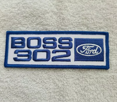 Buy Ford Boss 302 Patch Blue And White- ORIGINAL FORD MUSTANG PATCH • 11.34£