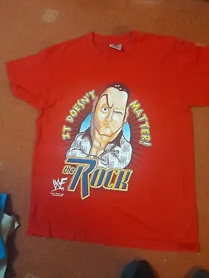 Buy WWF Red T-shirt The Rock It Doesn't Matter Size L 14-16 • 19.99£