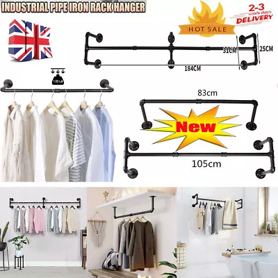 Buy Metal Pipe Clothes Rail Shelf Clothing Rack Home Shop Hanging Display 83/184CM • 11.59£