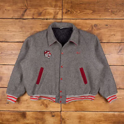 Buy Vintage Varsity Jacket 3XL Bomber American Football Grey Snap • 53.99£
