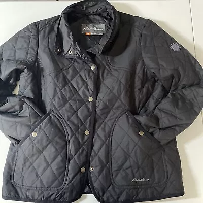 Buy Eddie Bauer Ladies Quilted Coat/ Year Round Field Jacket Size L (UK 12-14) Black • 29£