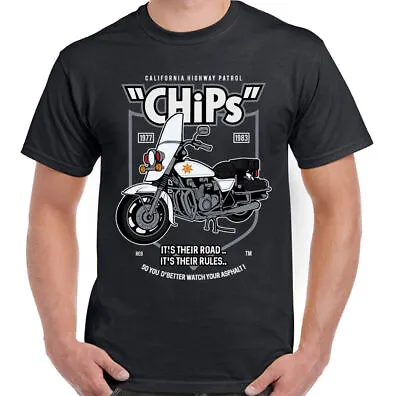 Buy Chips T-Shirt Retro TV Programme 70' 80's Classic Cult Police Show Motorcycle • 10.98£