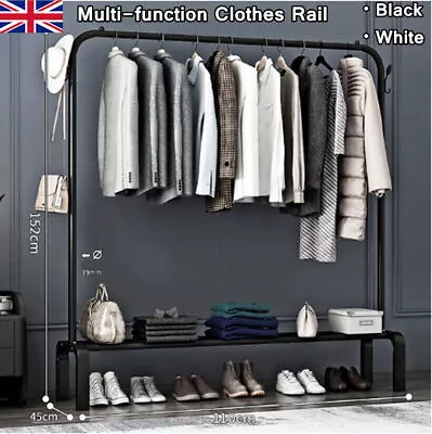 Buy Heavy Duty Clothes Rail Metal Garment Hanging Rack Display Stand Shoes Shelf UK • 3.99£