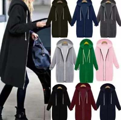 Buy Plus Size Womens Long Sleeve Trend Zip Up Hoodie Jumper Jacket Cardigan Coat @@@ • 17.59£