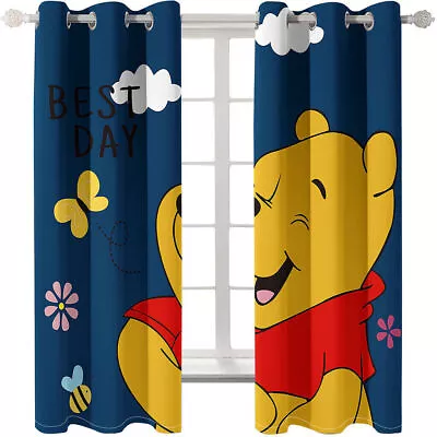 Buy Winnie The Pooh 3D Cartoon Bedroom Curtains Ring Blackout Door Decor UV Protect • 63.24£