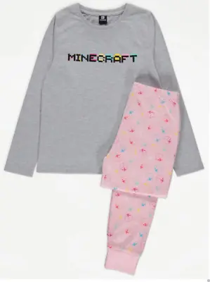 Buy Girls Minecraft Pyjamas Long Sleeve Top & Bottoms Age 4 - 6 Years Ex George • 8.75£