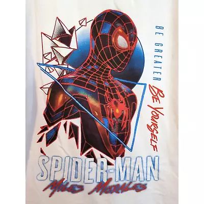 Buy Youth SPIDER-MAN T-SHIRT White Miles Morales - Size Large • 8.04£