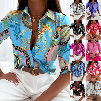 Buy Women Spring Long Sleeve T-Shirts Tops Ladies Office Button Casual Work Blouse • 8.89£