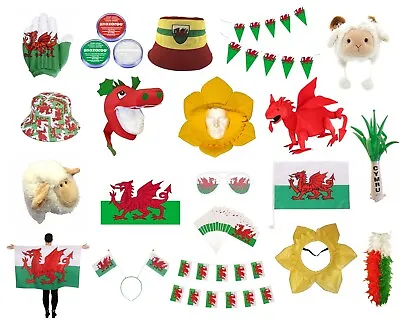 Buy Welsh Cymru Sports Supporter Novelty Gifts Hats Daffodil Dragon Flag Wales Rugby • 3.99£