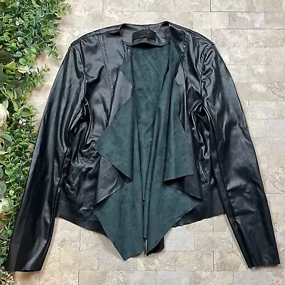 Buy Blank NYC Faux Leather Draped Front Light Moto Jacket Dark Green Size Small • 28.41£