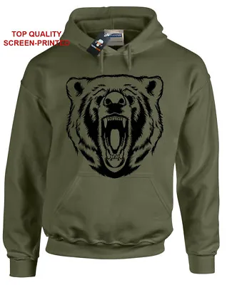 Buy Grizzly Bear Hoodie Wild Hunter Tattoo Panda Wildlife Christmas Gift Hoody Hood • 14.99£