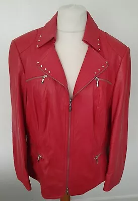 Buy GERRY WEBER - Very Soft REAL LEATHER Jacket RED Size 22 • 64.99£