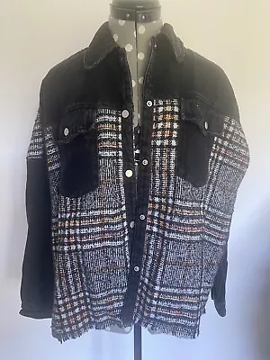 Buy Zara Black Denim & Checked (wool) Jacket. Size S  • 0.99£