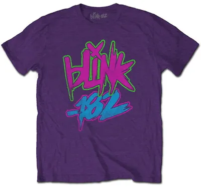 Buy Blink 182 Neon Logo Purple T-Shirt NEW OFFICIAL • 15.19£