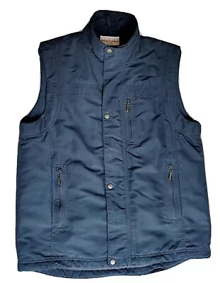 Buy VTG EWM Mens Navy Blue Multi Pockets Zipped Pressed Button Gilet Jacket Size M • 18.50£