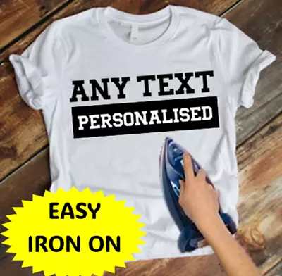 Buy Personalised T-Shirt Transfer Iron-On Heat Fabric Vinyl Custom Name Numbers Text • 1.99£