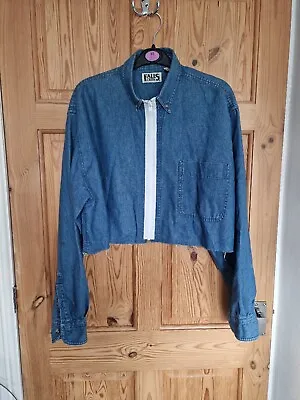 Buy Womens Crop Denim Zip Jacket Size M/L 14 16 Retro Style Alternative • 10£
