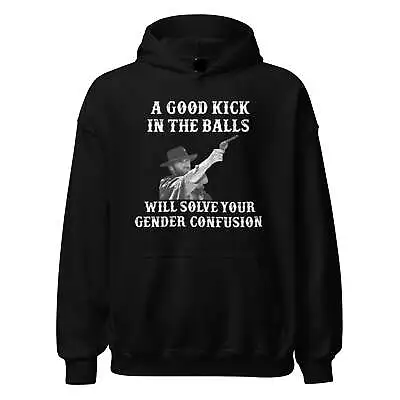 Buy Humor Hoodie A Kick In The Balls Will Solve Gender Confusion Unisex Pullover • 26.89£