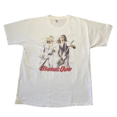 Buy Mens Fruit Of The Loom Status Quo Graphic Print White T-Shirt Size XL • 12.89£