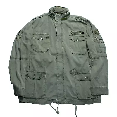 Buy Alpha Industries Field Jacket Mens 2XL Green Vintage Faded Zip Up Military M65 • 59.99£