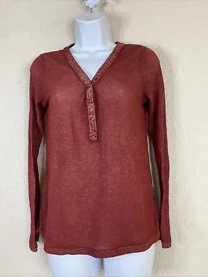 Buy Rock & Republic Womens Size S Red Thermal Knit V-neck Shirt Long Sleeve • 4.95£