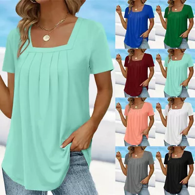 Buy Plus Size Womens Blouse T-Shirt Summer Short Sleeve Ladies Casual Tops Tee Shirt • 9.99£