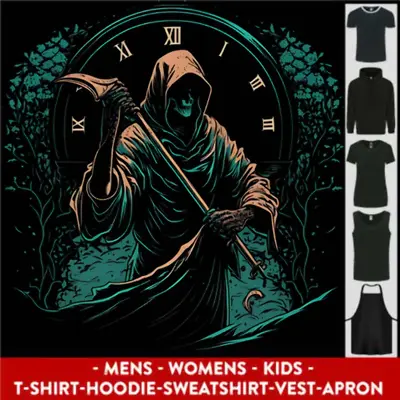 Buy Grim Reaper Time Skull Death Gothic Mens Womens Kids Unisex • 29.99£