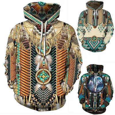 Buy Native Chief Indian Tribal Totem Ethnic Hippie Men Women Hoodie Pullover Jackets • 18.24£