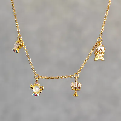 Buy Golden Beauty And The Beast Mini Character Charm Necklace • 19.99£
