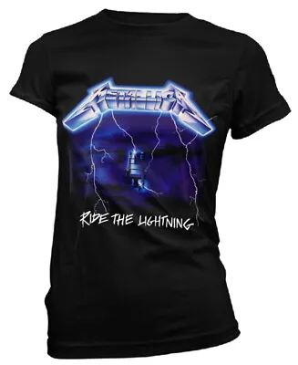 Buy Metallica Ride The Lightning Tracks Black Womens Fitted T-Shirt - • 17.69£