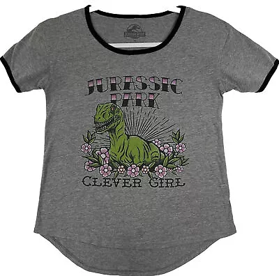 Buy Jurassic Park Clever Girl Ringer Graphic Shirt Size XS Velociraptor Dino GRUNGE • 4.26£