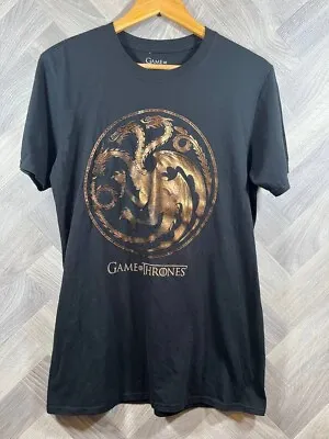 Buy Game Of Thrones Official 2017 Black T Shirt With Gold Dragon Design Size UK M  • 5£