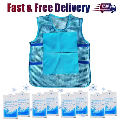 Buy Ice Cooling Vest Summer Outdoor Breathable Mesh Clothing With 8 Ice Bags Cooler • 10.98£