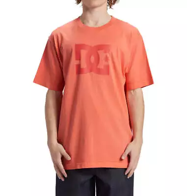 Buy DC Mens Star Pigment Dye T-Shirt Hot Coral Enzyme Wash • 34.95£