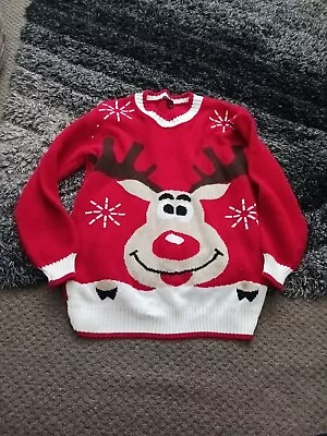 Buy Ladies Reindeer Christmas Jumper Size 8-10 Mandi • 3.99£