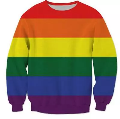 Buy New Fashion Women Men Rainbow 3D Print Casual Sweatshirt Hoodies Pullover S-5XL • 15.59£