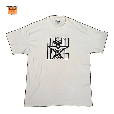 Buy Vintage Hawkwind Band T-Shirt White  Lyrics Hanes Single Stitch Circa 1987 (XL) • 90.24£