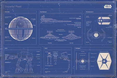 Buy Star Wars Imperial Fleet Blueprint  91.5x61cm Maxi Poster New Official Merch • 8.25£