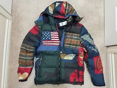 Buy Polo Ralph Lauren Patchwork Flag Hooded Down Jacket Sizes Xs S & L New Rrp £439 • 279£
