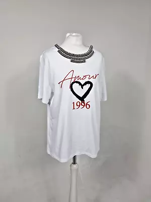 Buy NEW RIVER ISLAND T-Shirt Heart AMOUR  Womens Top Size UK 10 Jewelled RRP £30 • 13.90£