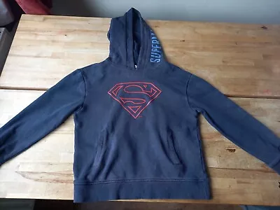 Buy SUPERMAN Man Of Steel Blue Hoodie Pockets 9-10 Years WASHED CLEAN Good Condition • 9.99£