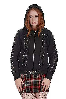 Buy Black Gothic Punk Emo Rockabilly Corset Lace Pixie Dark Mistress Hoodie BANNED • 94.99£