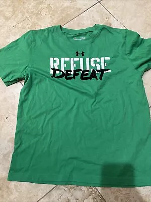Buy Under Armour Green Short Sleeve Refuse Defeat Shirt Size YL • 5.91£
