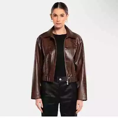 Buy OW LEVI Crocodile Vegan Leather  Jacket Size Medium • 76.31£
