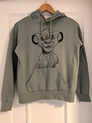 Buy Disney - Simba Lion King Printed Green Khaki Hoodie Jumper Sweater - 2XS, Size 4 • 14.99£