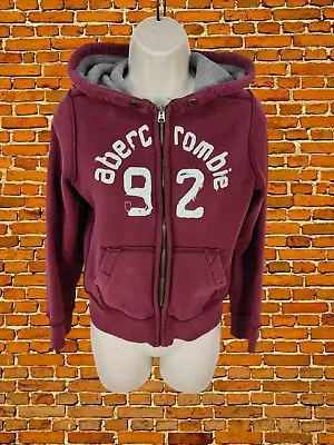 Buy Womens Abercrombie Size Uk Small Burgundy Sweatshirt Hoodie Jacket Jumper Zip • 16.99£