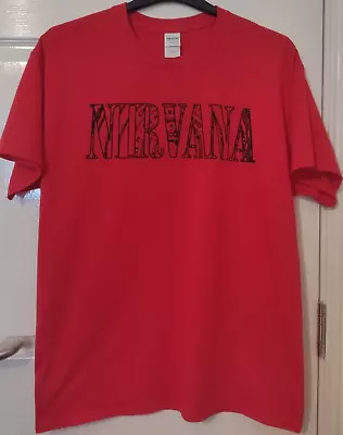 Buy Rare Nirvana T Shirt Size Large Red In Utero Nevermind Kurt Cobain Dave Grohl • 17£