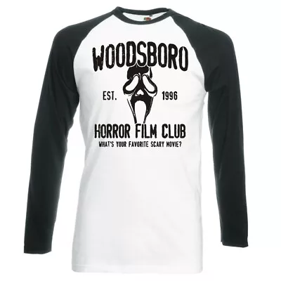 Buy Scream  Woodsboro Horror Film Club  Raglan Longsleeve Baseball T-shirt • 16.99£