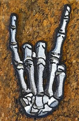 Buy Devil's Horns Skeletal Hand Iron/Sew On Patch 12cm X 6.5cm Heavy Metal FREE P&P • 3.09£