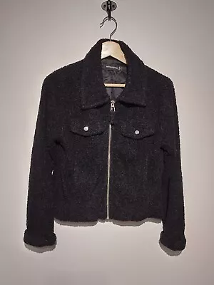 Buy Pretty Little Thing UK 8 Teddy Sherpa Jacket Black Zip Fastening Breast Pockets • 4.99£
